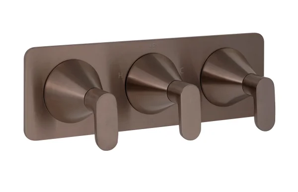 Just Taps Kono Thermostatic Concealed 3 Outlet Shower Valve (both Handles Included) Brushed Bronze
