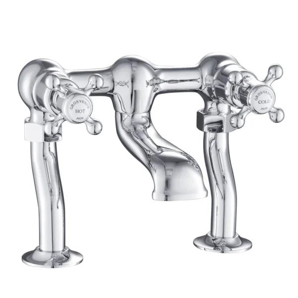 Just Taps Grosvenor Cross Deck Mounted Bath Filler Chrome