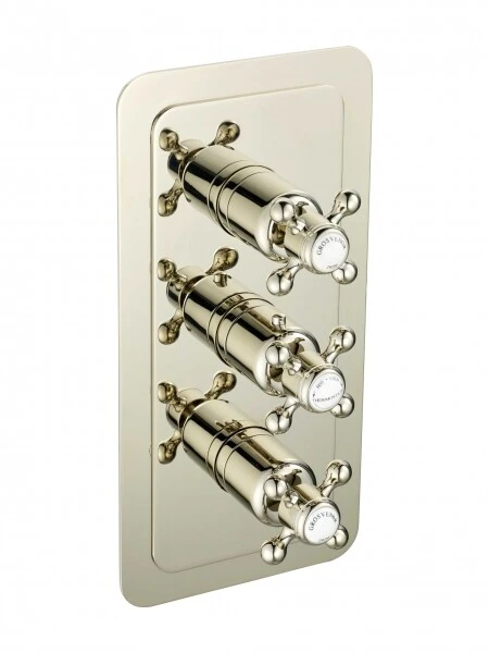 Just Taps Grosvenor Cross Thermo Concealed 2 Outlet Shower Valve Vert
