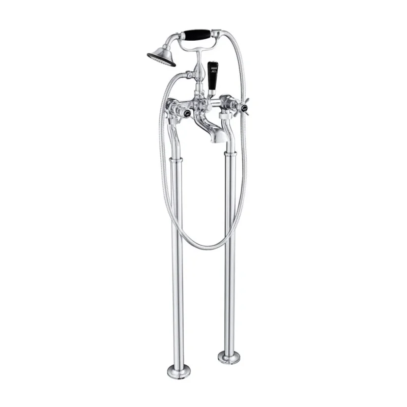 Just Taps Grosvenor Pinch Freestanding Bath Shower Mixer With Kit Matt Black detail view - Image 2