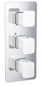 Just Taps Axel Thermo Concealed 3 Outlet Shower Valve Matt White Handle Chrome