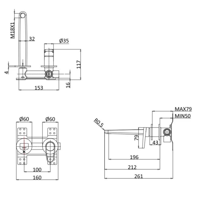 Crosswater Lazo 2 Hole Basin Set Chrome detail view - Image 2