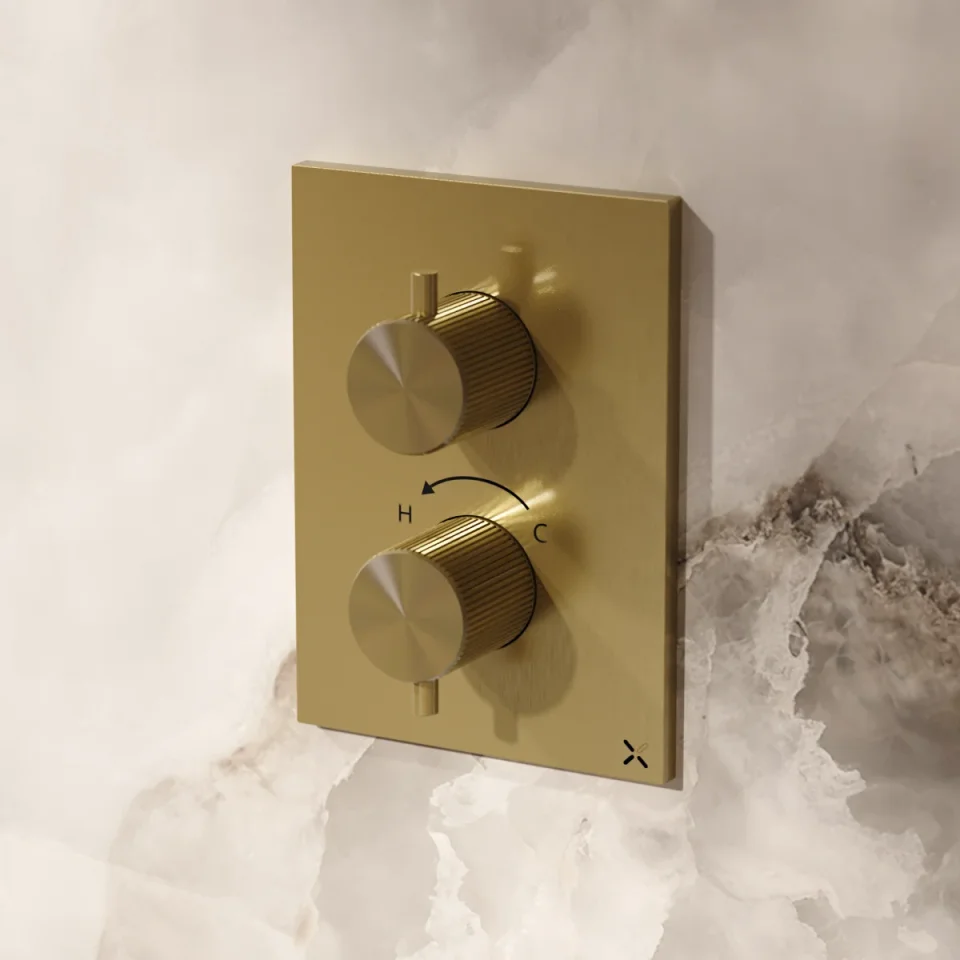 Crosswater Crossbox 3ONE6 1 Outlet Trim & Levers Stainless Brushed Brass Effect detail view - Image 2