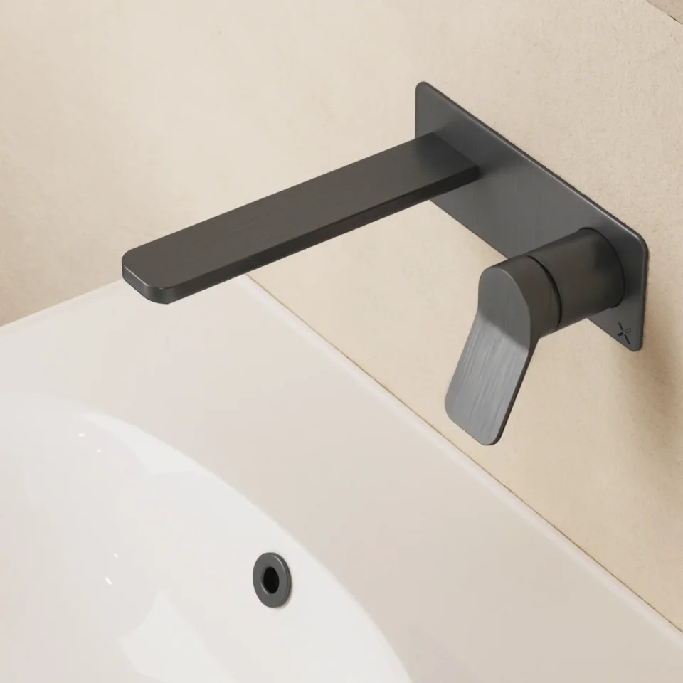 Crosswater Glide II Basin Set Single Plate Wall Mounted Slate detail view - Image 4