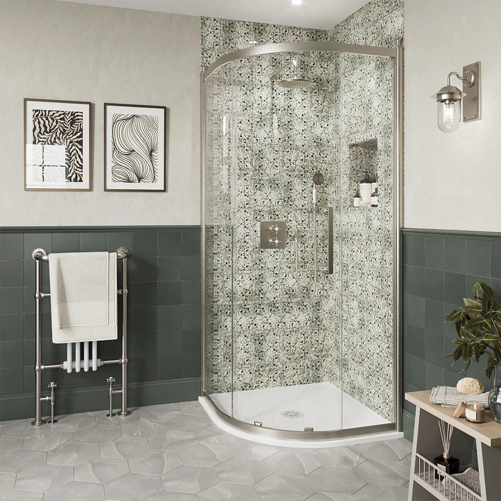 Burlington Classique Single Quadrant Door B 900 X 900 Fixed Panel Brushed Nickel