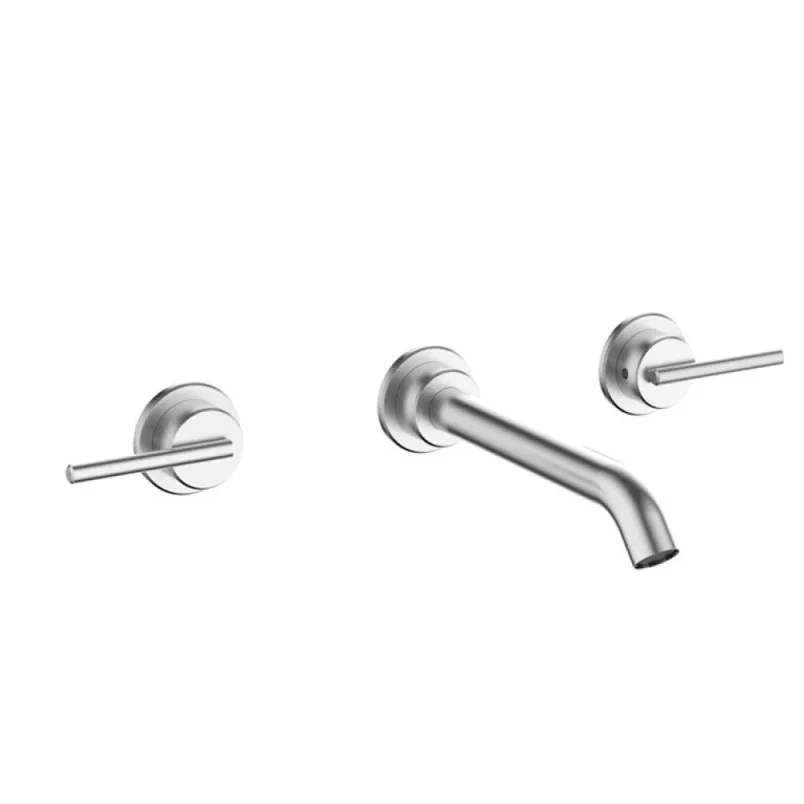 Crosswater 3ONE6 Lever Basin 3 Hole Set Wall Mounted Stainless Steel detail view - Image 2