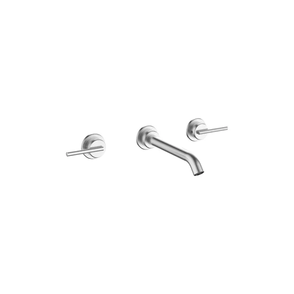 Crosswater 3ONE6 Lever Basin 3 Hole Set Wall Mounted Stainless Steel