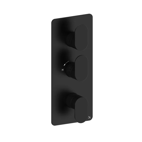 Crosswater Drift 2 Outlet 3 Handle Portrait Valve & Trimset Matt Black