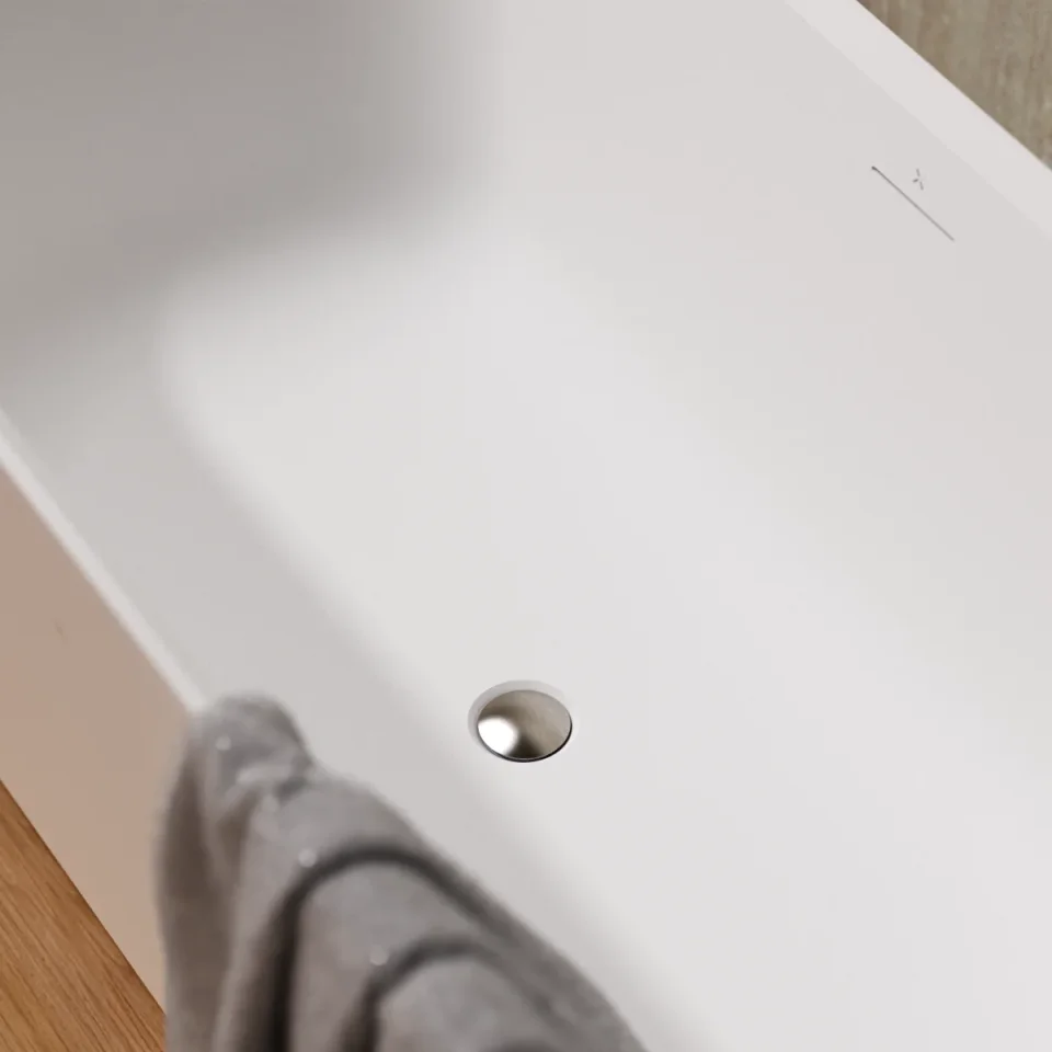 Crosswater Freestanding Bath Slotted Click Clack Brushed Nickel detail view - Image 2