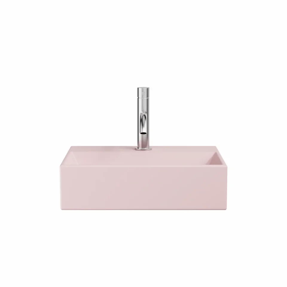 Crosswater Beck Cloakroom Basin Including Free Flow Waste 1 Tap Hole 400 x 300mm Pink Matt product image - Image 1