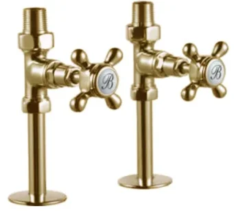 Burlington Straight Radiator Valve Brushed Gold detail view - Image 2