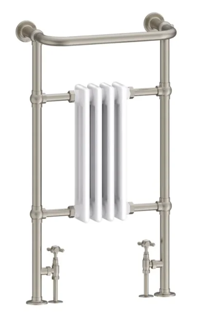 Burlington Bloomsbury Brushed Nickel/white Towel Warmer detail view - Image 2