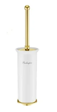 Burlington Freestanding Toilet Brush Holder Gold detail view - Image 2