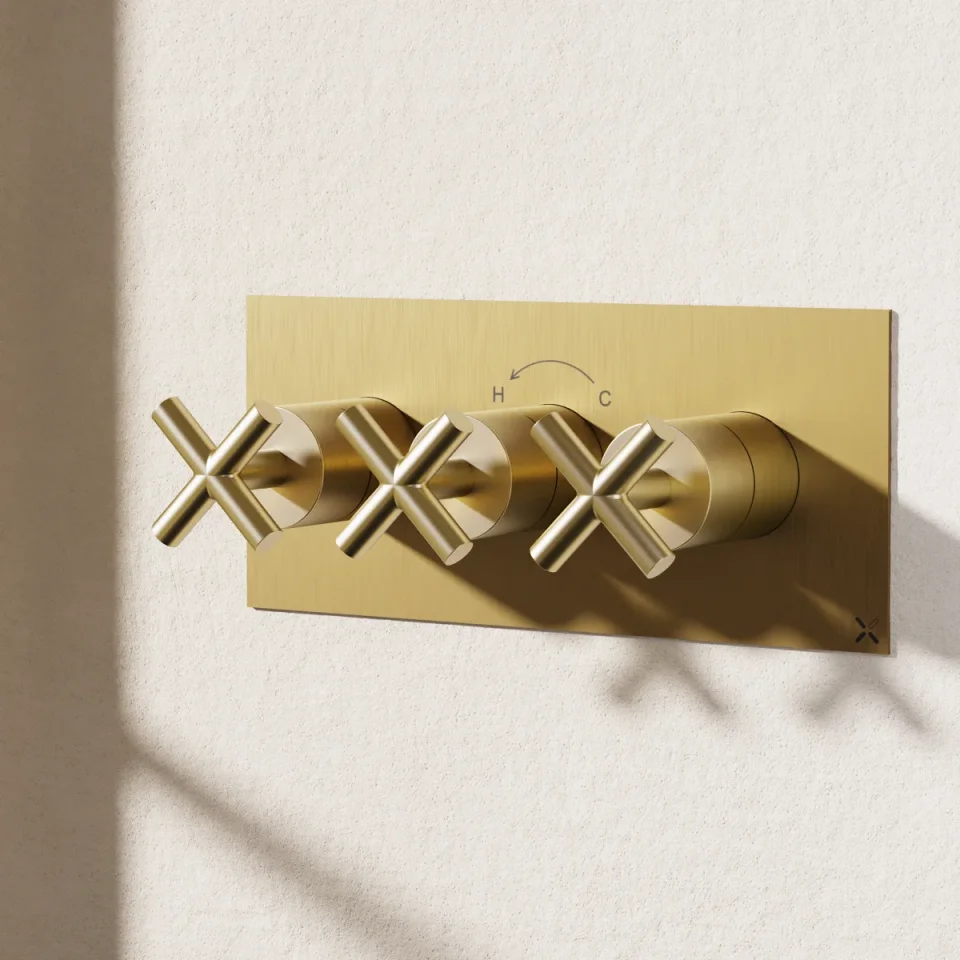 Crosswater MPRO Crosshead 3 Handle Trimset (must be paired with WLBP2001R or WLBP3001R_V2) Brushed Brass detail view - Image 3