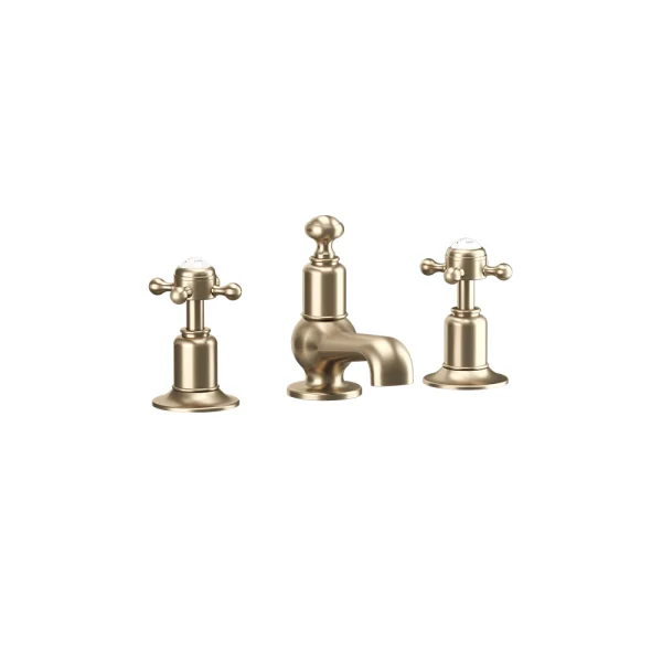 Crosswater Belgravia Crosshead 3 Tap Hole Basin Set Brushed Brass