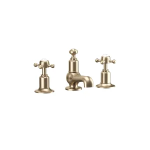 Crosswater Belgravia Crosshead 3 Tap Hole Basin Set Brushed Brass