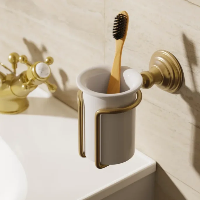 Crosswater Belgravia Tumbler Holder Brushed Brass detail view - Image 2