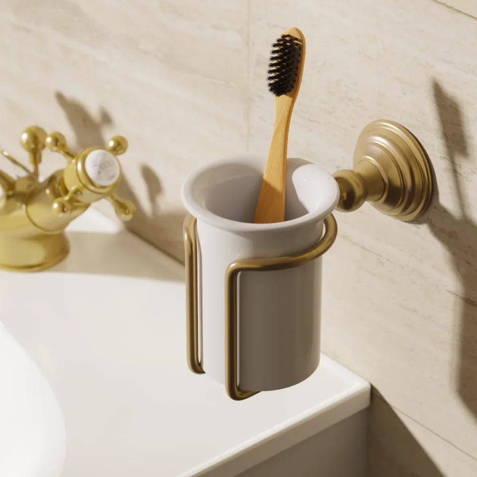 Crosswater Belgravia Tumbler Holder Brushed Brass detail view - Image 3