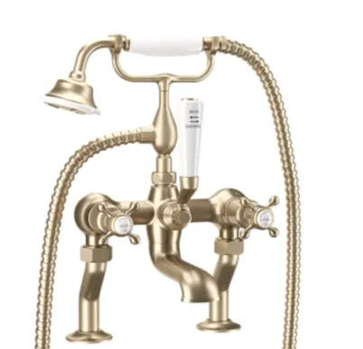 Crosswater Belgravia Crosshead Bath Shower Mixer Brushed Brass detail view - Image 2