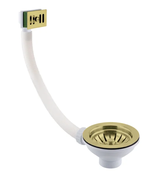 Just Taps Basket Strainer Waste Square Overflow Brushed Brass