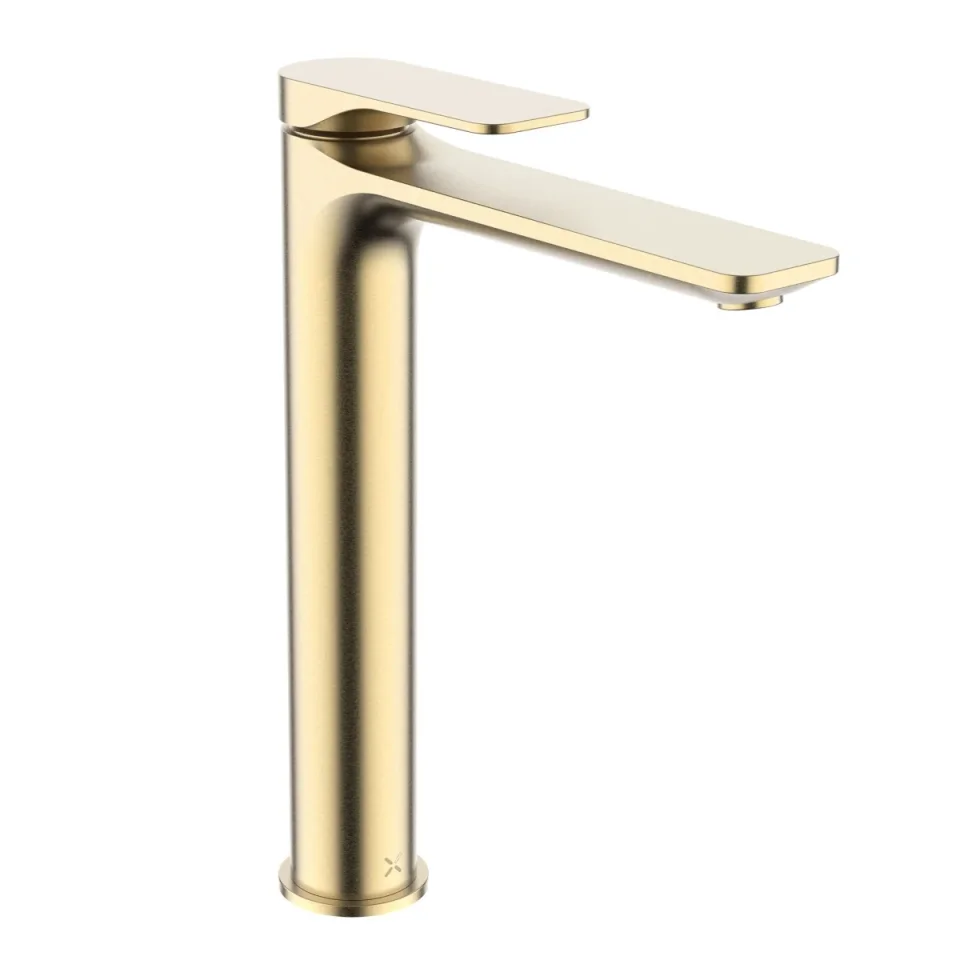 Crosswater Fuse Tall Basin Monobloc With Clicker Waste Brushed Brass detail view - Image 2