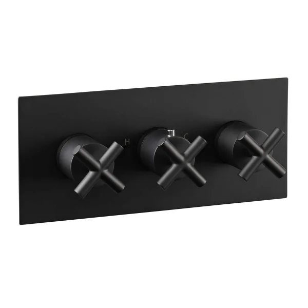 Just Taps Solex Concealed 3 Option Horizontal Valve Matt Black