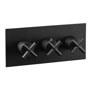 Just Taps Solex Concealed 3 Option Horizontal Valve Matt Black