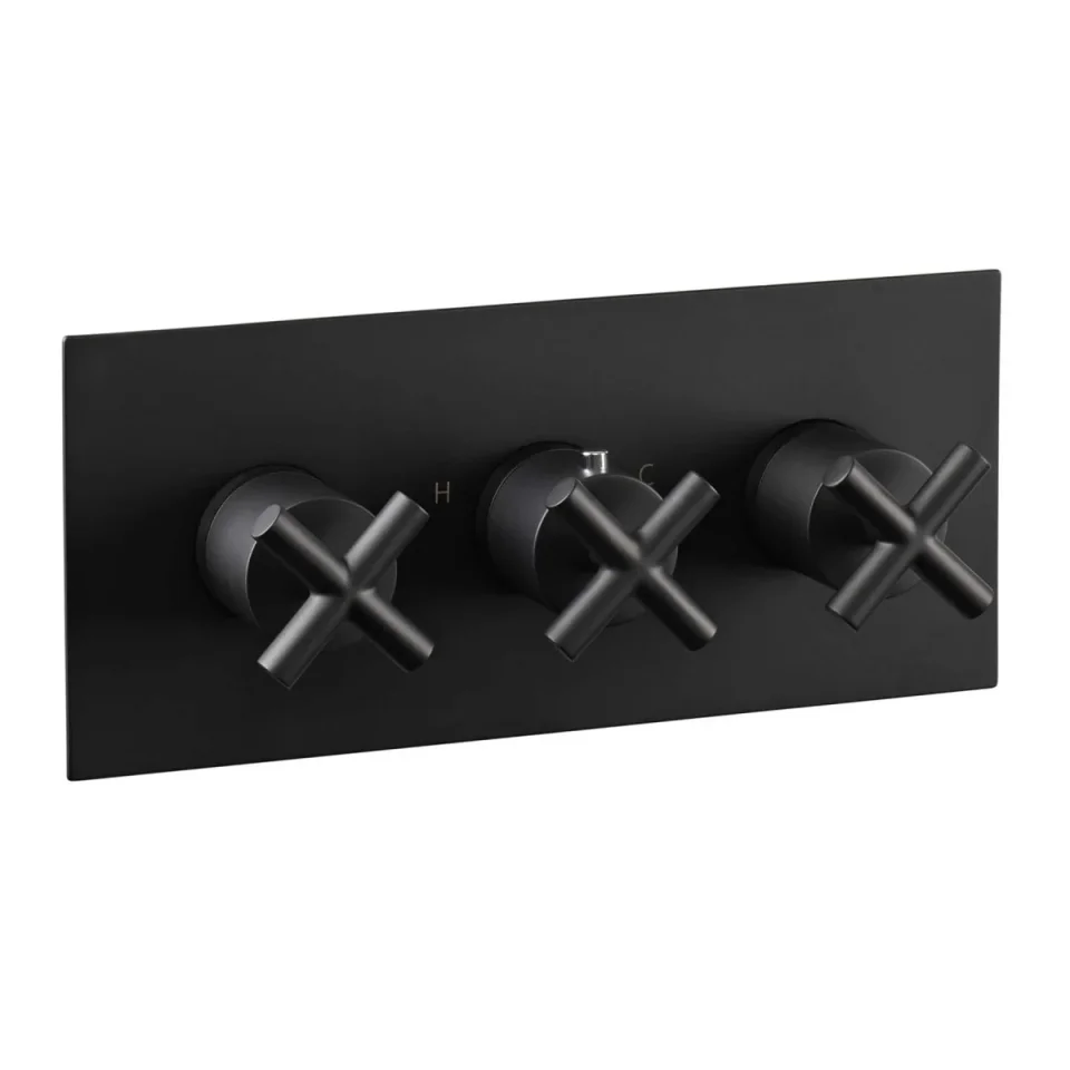 Just Taps Solex Concealed 3 Option Horizontal Valve Matt Black product image - Image 1