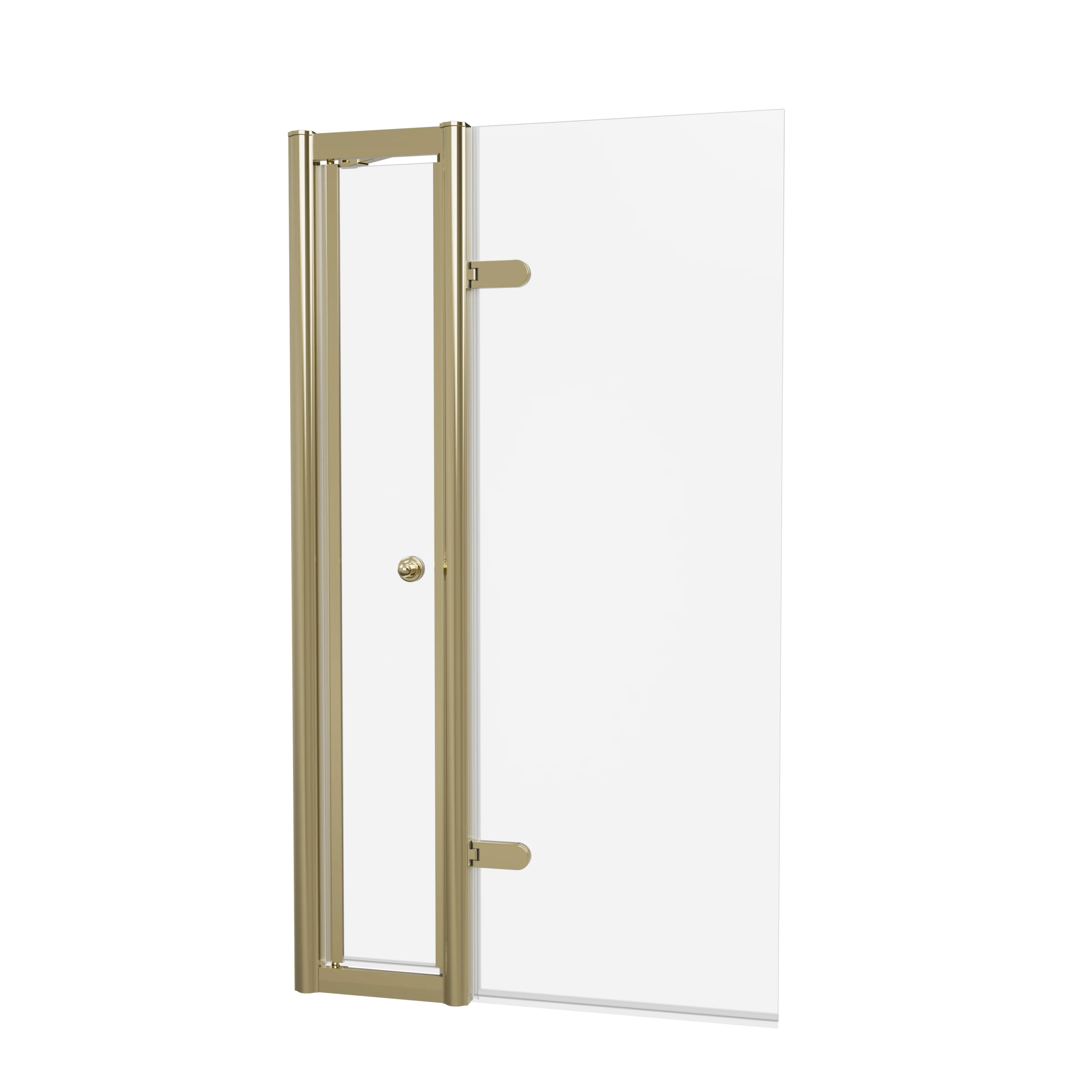 Burlington Classique Hinged Bath Screen With Access Door 850 And Victorian 1850 Handle Gold