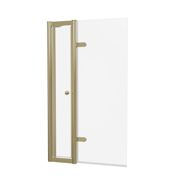 Burlington Classique Hinged Bath Screen With Access Door 850 And Victorian 1850 Handle Gold