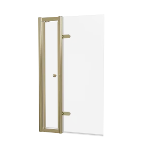 Burlington Classique Hinged Bath Screen With Access Door 850 And Victorian 1850 Handle Gold