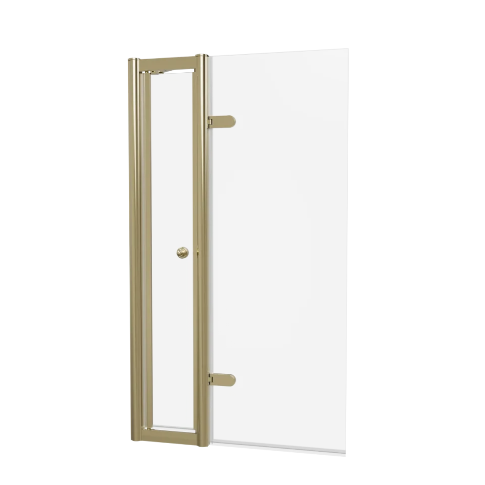 Burlington Classique Hinged Bath Screen With Access Door 850 And Victorian 1850 Handle Gold product image - Image 1