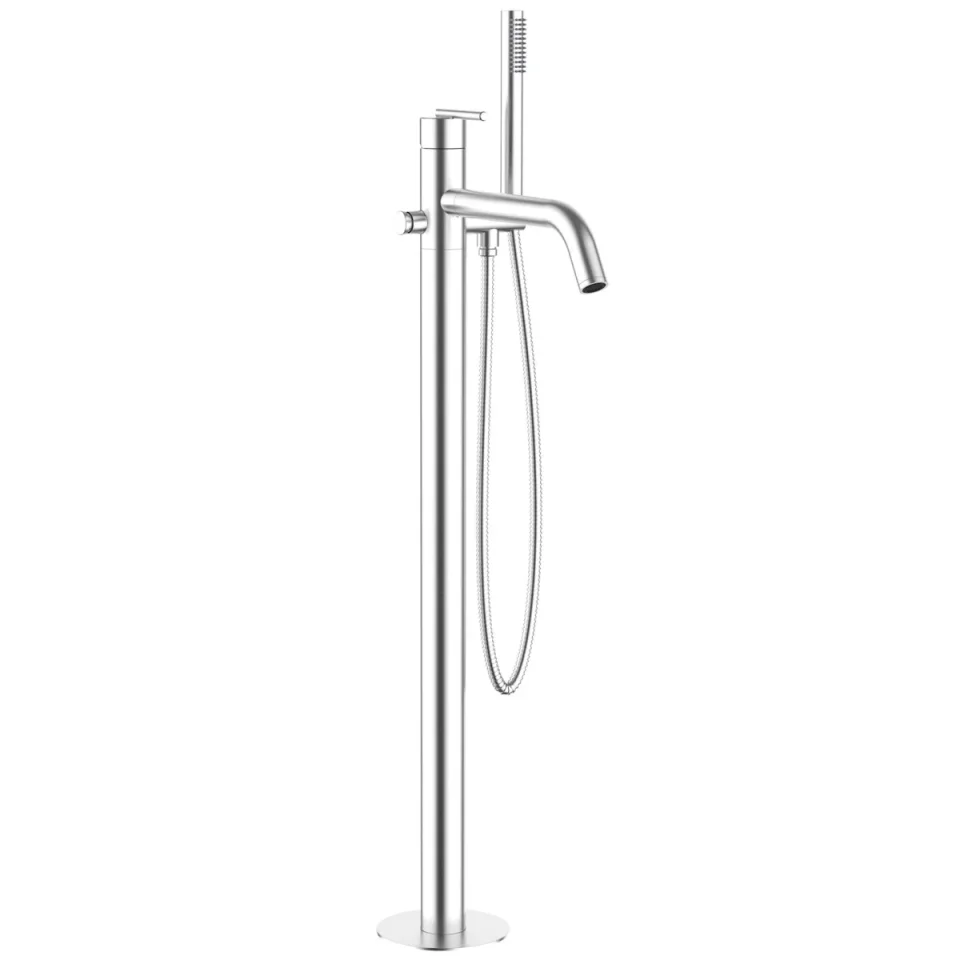 Crosswater 3ONE6 Lever Bath Floor Standing Filler Stainless Steel detail view - Image 2