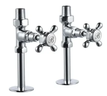 Burlington Straight Floor Mounted Rad Valve Chrome detail view - Image 2