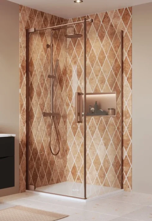 Crosswater Asura 8mm Side Panel for Hinged Door 700 Brushed Bronze detail view - Image 2