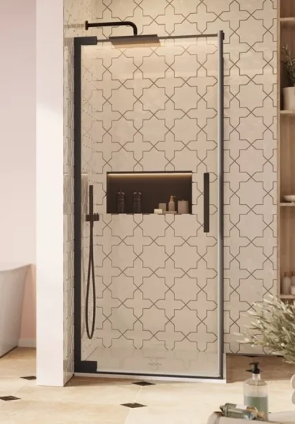 Crosswater Asura 8mm Side Panel for Hinged Door 760 Matt Black detail view - Image 2
