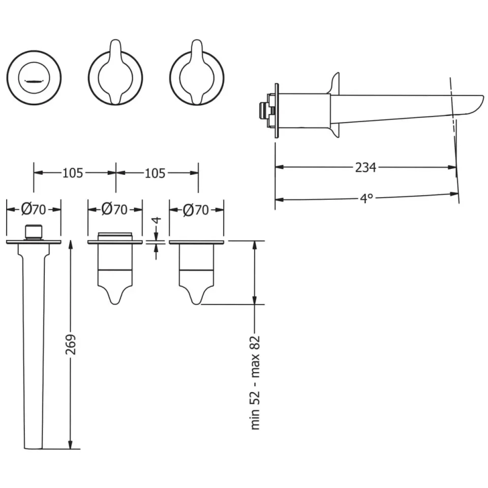 Crosswater Module Foile 2 Handle With Bath Spout Chrome detail view - Image 3