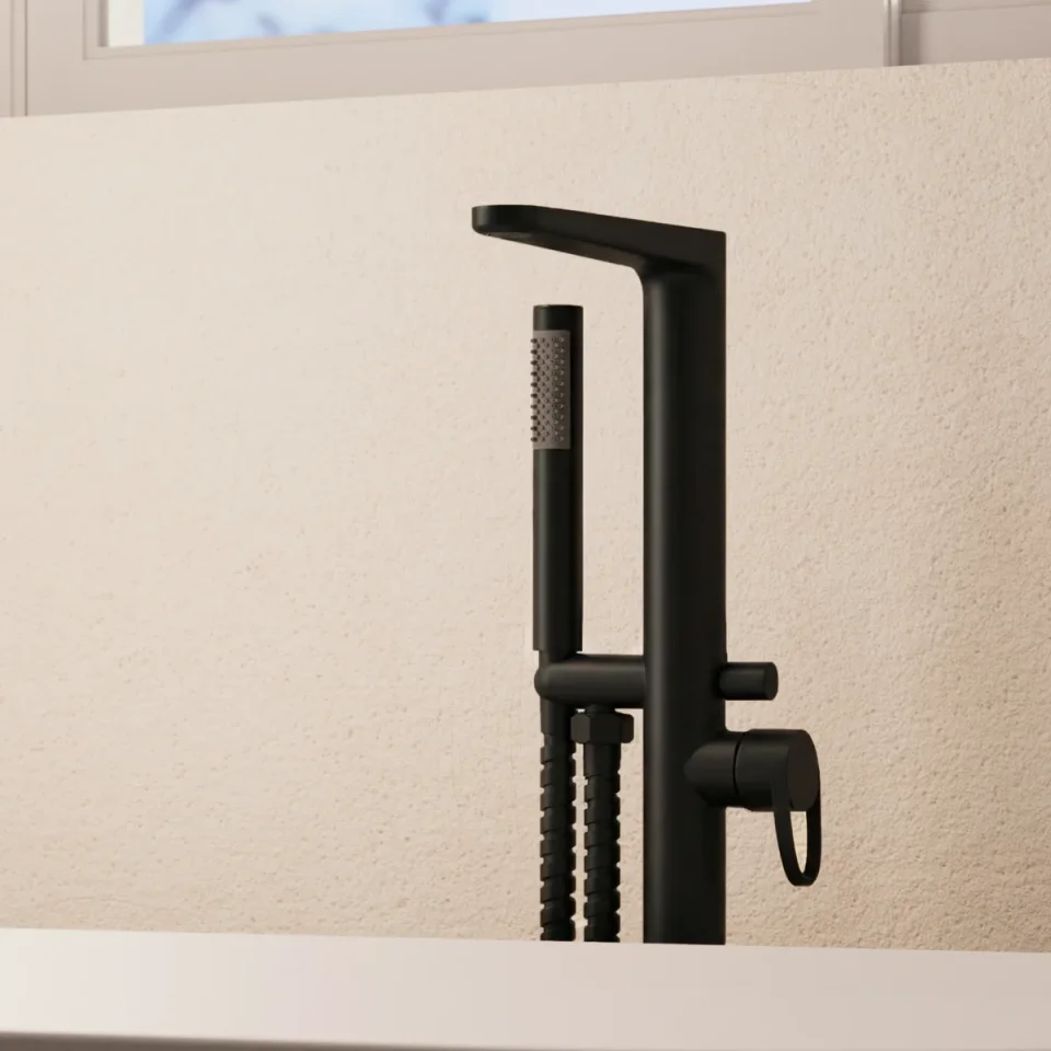Crosswater Lazo Bath Shower Mixer Matt Black detail view - Image 2