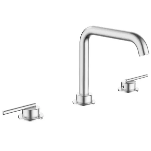 Crosswater 3ONE6 Lever Basin 3 Hole Set Deck Mounted Stainless Steel detail view - Image 2