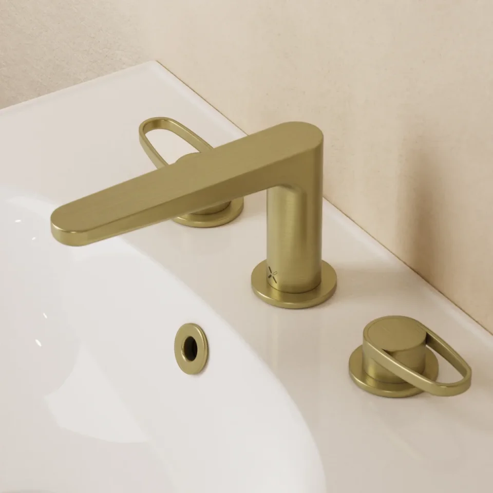 Crosswater Lazo Basin 3 Hole Set Brushed Brass detail view - Image 4