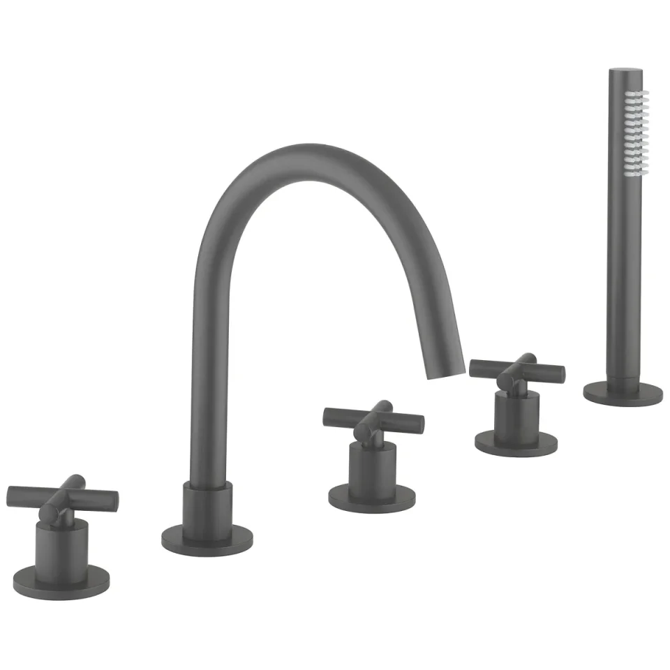 Crosswater MPRO Crosshead 5 Hole Bath Shower Mixer with Kit Slate detail view - Image 3