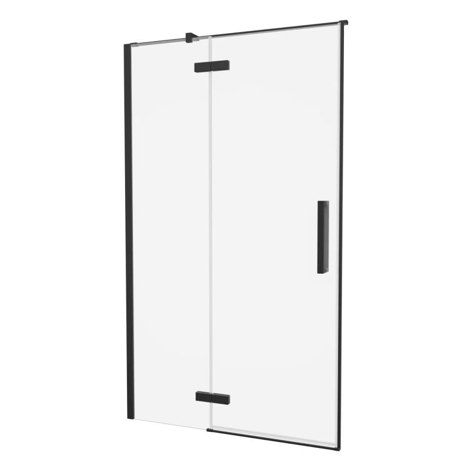 Crosswater Asura Hinged Door with Inline Fixed Panel 1000 Matt Black product image - Image 1