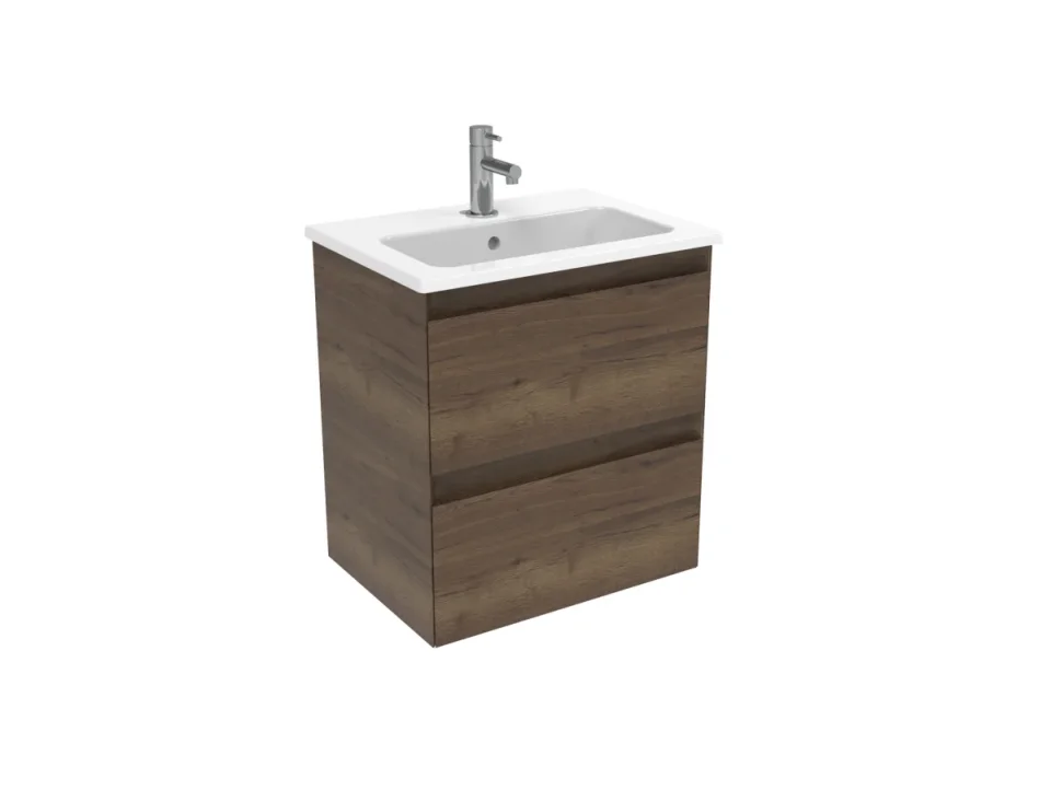 Saneux Uni 50cm 1 Drawer Wall Mounted Unit - English Oak detail view - Image 3