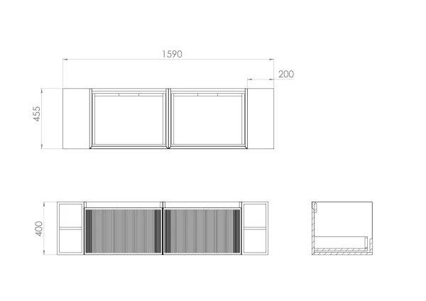 Saneux Monument 160cm Kit - 2 X 80cm 1 Drawer Wall Mounted Unit & 160cm Countertop - Matte White