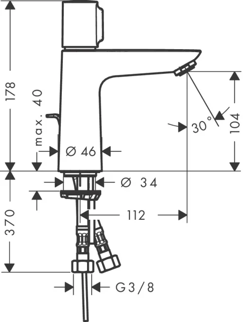 Hansgrohe Talis Select E Basin Mixer 110 With Pop-up Waste Chrome detail view - Image 2