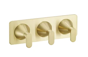 Just Taps Kono Thermostatic Concealed 3 Outlet Shower Valve (both Handles Included) Brushed Brass