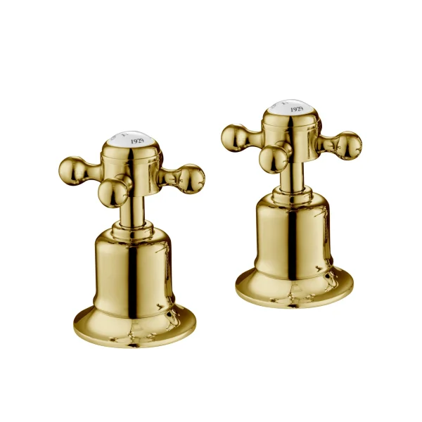 Just Taps Grosvenor Cross Panel Valves Light Gold