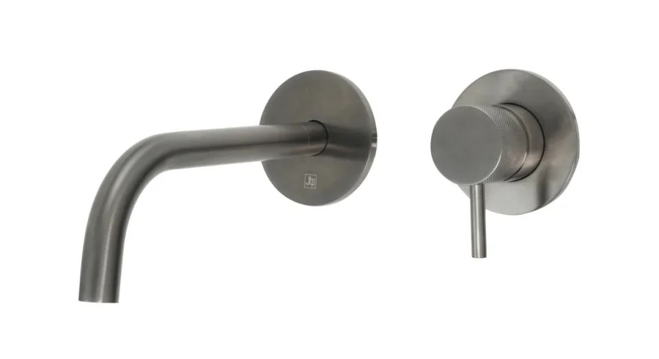 Just Taps Vos Single Lever W/m Basin Mixer Brushed Black 200mm Slim Spout With Designer Handle product image - Image 1