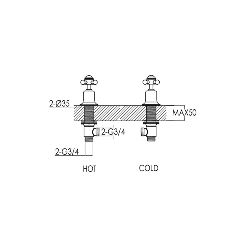 Just Taps Grosvenor Cross Panel Valves Chrome detail view - Image 2