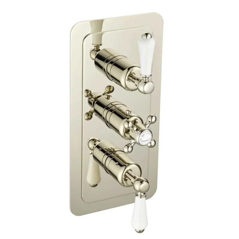 Just Taps Grosvenor Lever Thermo Concealed 2 Outlet Shower Valve Vertical  Nickel detail view - Image 2